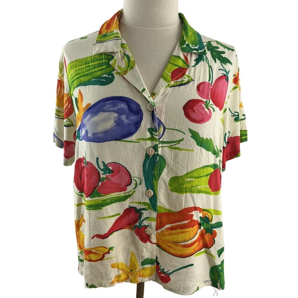 Jams World Colorful Vegetable Print Button Down Shirt
